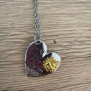 Silver and Gold Heart Pendant Necklace